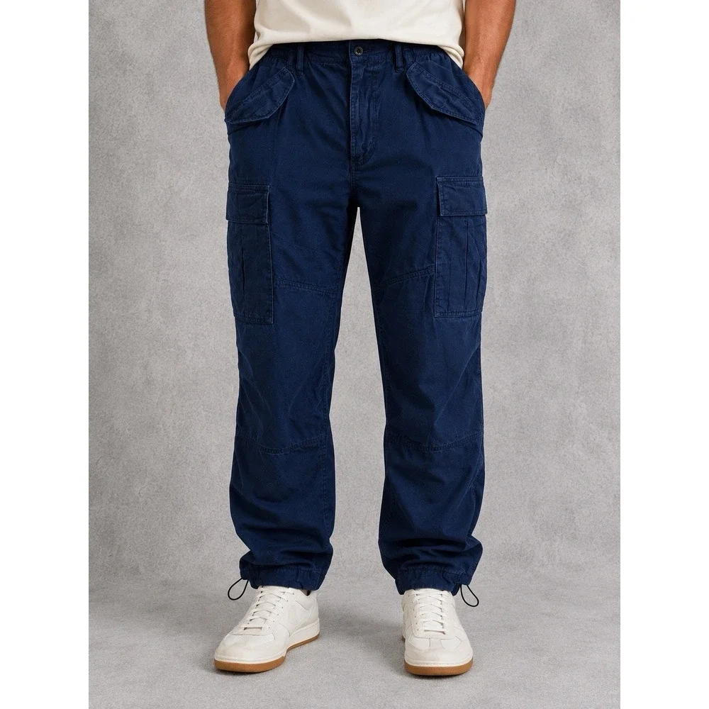 Polo Ralph Lauren Utility Surplus Cargo Pants Mens 36x27 Navy Blue Slim Fit